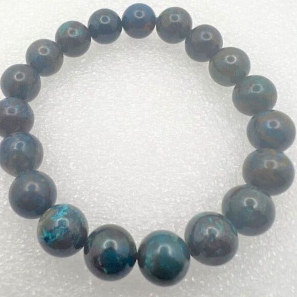Azurite Beaded Stretch Bracelet - 10mm - Picture 1 of 4